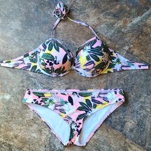 Adore me 30DDD bikini set tropical leaf